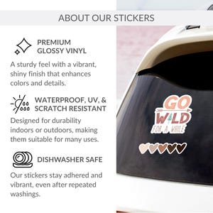 The image is a collage of several images, including a close-up of a car windshield with a sticker, a close-up of a car bumper with a sticker, and a close-up of a car bumper with a sticker. The image does not contain any text, and the focus is on the car stickers and their features.