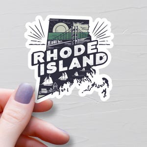 Sticker Rhode Island, stickers en vinyle, stickers voyage, Sticker carte Rhode Island, sticker État Rhode Island, stickers bouteille d'eau - S467