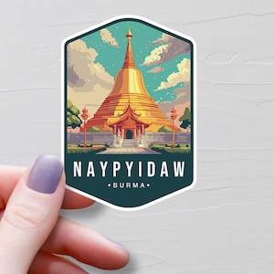 Naypyidaw Sticker, Vinyl Travel Stickers, Burma Stickers, Asia & Middle East Stickers, Water Bottle Sticker, Laptop Decals - S797