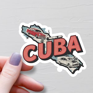 Country Of Cuba Sticker, Vinyl Stickers, Travel Stickers, Cuba Map Sticker, Cuban Stickers, Suitcase Sticker, Water Bottle Stickers - S381