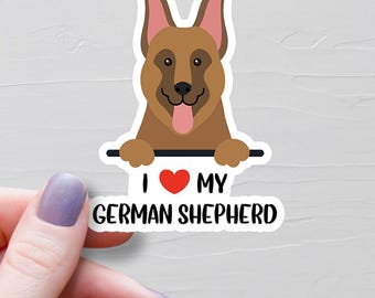 Sticker I Heart My Duitse herder, vinylstickers, cadeau Duitse herder, cadeau Duitse herder minnaar, sticker hond moeder waterfles, S417