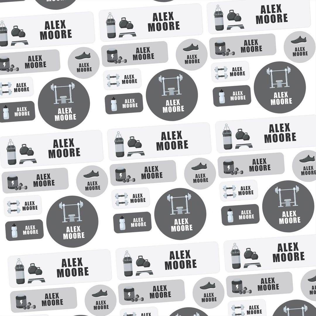 Personalized Workout Name Labels for Gym Fitness Sports Gear Waterproof ...