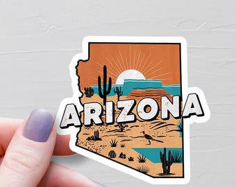 Pegatina de Arizona, pegatinas de vinilo, pegatinas de viaje, pegatina del mapa de Arizona, calcomanía del estado de Arizona, pegatinas para botellas de agua, pegatinas de estados de EE. UU., S431