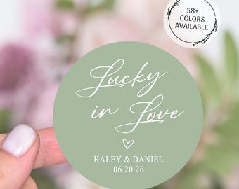 Lottery Ticket Wedding Favors Stickers, Lucky In Love Stickers, Vinyl Wedding Stickers, Wedding Thank You Stickers, Lotto Favors Label
