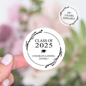 Étiquettes de cadeaux de remise des diplômes, Stickers ronds de remise des diplômes, Stickers de début de carrière en vinyle, Stickers Diplômé 2025, Remerciement de Diplôme universitaire