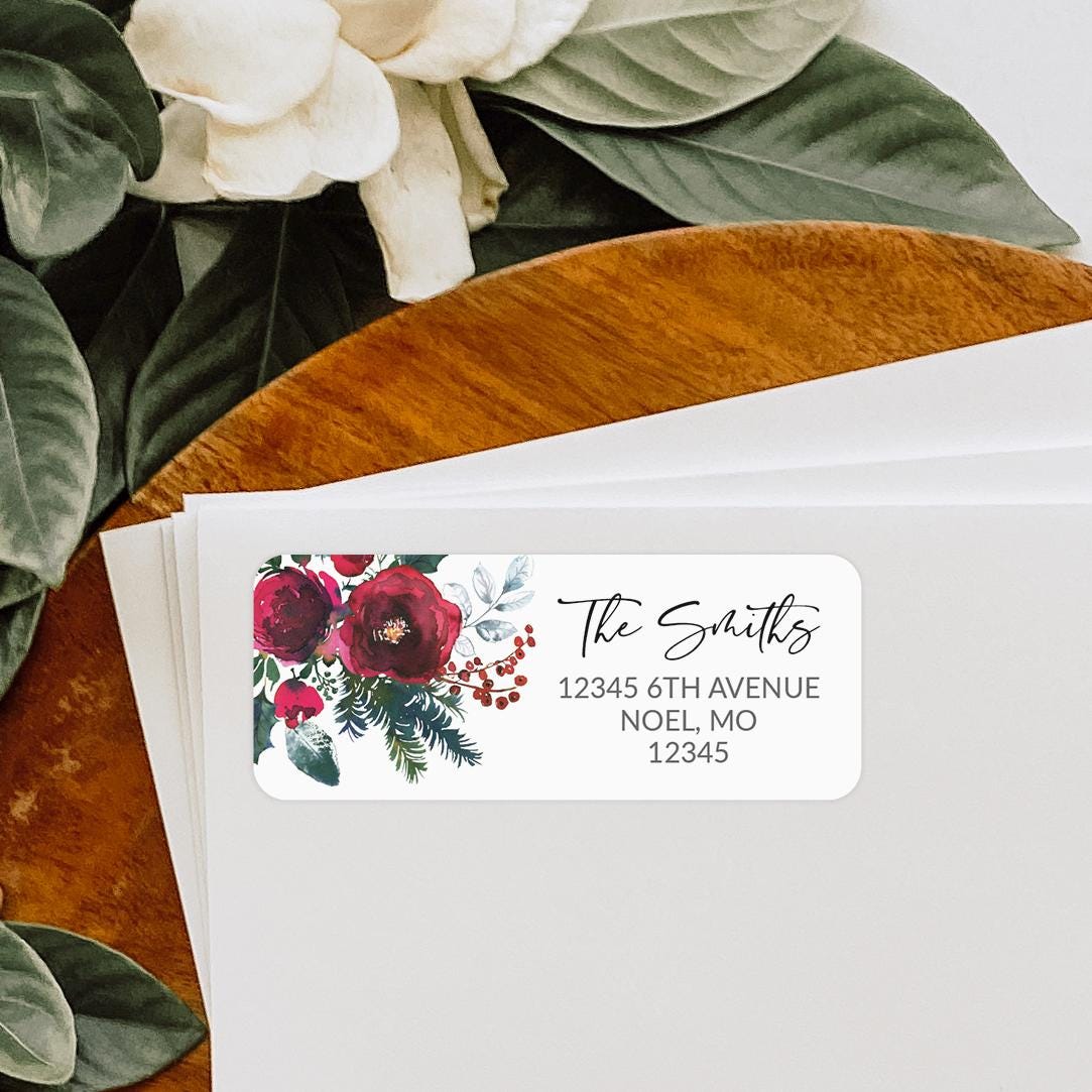 60 Personalized Return Address Labels - Floral Butterfly Design, 3/4 X 2 1/4 Inches
