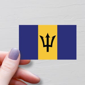 Sticker drapeau de la Barbade, Stickers de voyage en vinyle, Stickers Barbade, Sticker bouteille d'eau, Stickers ordinateur portable, Sticker bagage, cadeaux souvenirs - F25