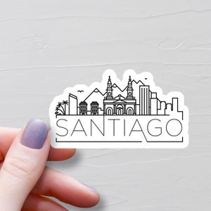 Santiago Sticker, Vinyl Travel Stickers, Capital Of Chile Stickers, Vacation Water Bottle Sticker, Laptop Sticker, Luggage Stickers - S1009