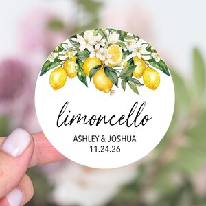 Étiquettes Limoncello, Stickers Limoncello Pour Cadeaux De Mariage, Cadeaux Limoncello Fait Maison, Cadeaux Thème Citron, Étiquettes Cadeau Limoncello Personnalisées