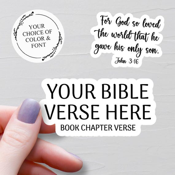 Custom Bible Verse Sticker, Vinyl Stickers, Water Bottle Stickers, Your Text Here Bible Stickers, Laptop Stickers, Christian Faith Stickers