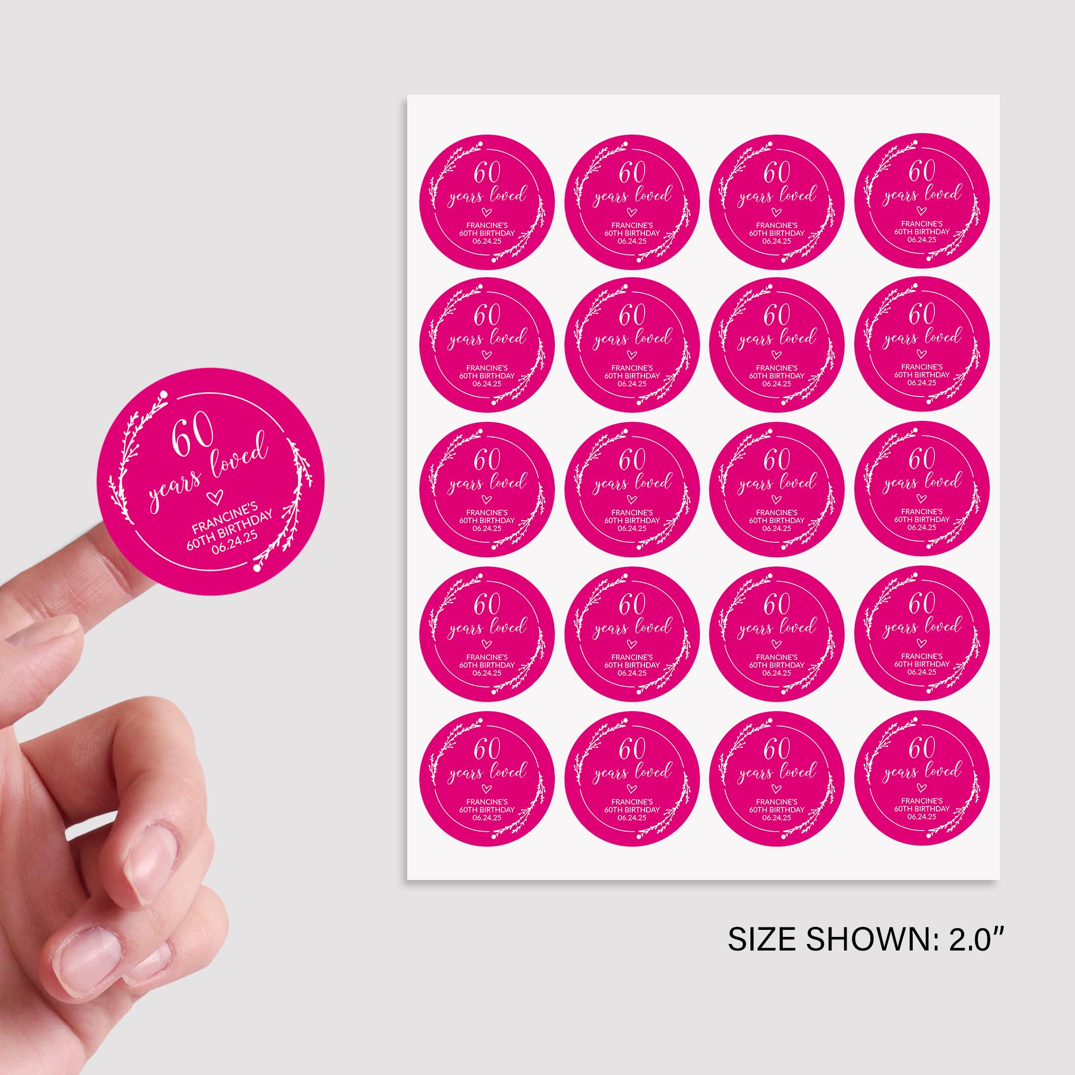 Sticker 60th Library Round Birthday Stickers, Personalized 60th Birthday Party Favors Labels ...