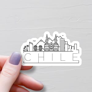 Chile Stickers, Vinyl Travel Stickers, Chile Landmarks Skyline, Vacation Water Bottle Sticker, Laptop Sticker, Luggage Stickers - S909