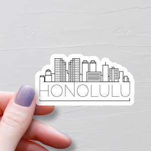 Honolulu Sticker, Vinyl USA Travel Stickers, City Skyline, Hawaii Stickers, Water Bottle Sticker, Laptop Sticker, Luggage Stickers, S941