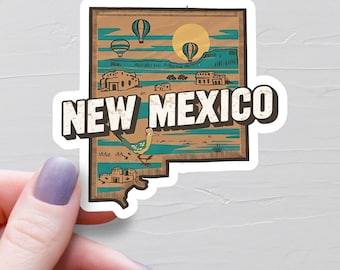 New Mexico Sticker, Vinyl Stickers, Travel Stickers, New Mexico Map Sticker, New Mexico State Decal, Water Bottle Stickers - S459