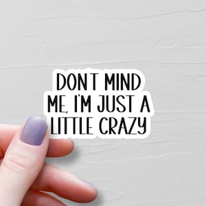 Stickers Don't Mind Me I'm Just a Little Crazy, Vinyles autocollants, Stickers bouteilles d'eau, Stickers ordinateur portable, Stickers rigolos - WS9
