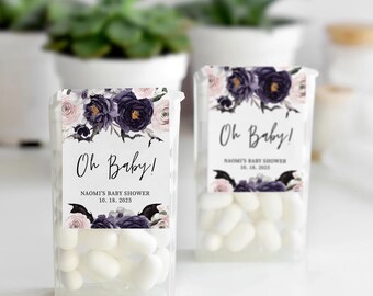 Halloween Baby Shower Favor Labels for Mints, Spooky Mint Thank You Stickers Baby Shower, A Little Boo Is Almost Due, Gothic Baby Shower