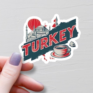 Country of Turkey Sticker, Vinyl Stickers, Turkey Travel Stickers, Turkey Map Sticker, Turkish Stickers, Water Bottle Sticker - S392
