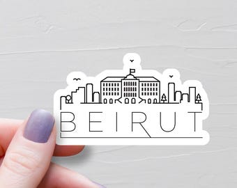 Beirut Sticker, Vinyl Travel Stickers, Country of Lebanon Stickers, Asia & Middle East Stickers, Water Bottle Sticker, Laptop Decals - S891