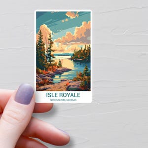 Isle Royale National Park Stickers, Vinyl Travel Stickers, USA National Park Decals, State Of Michigan Sticker, Water Bottle Stickers, S592