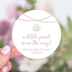 Stickers cadeaux pour baby shower, Petite perle, cadeaux pour baby shower, Sous la mer, étiquettes de remerciement pour baby shower à la plage