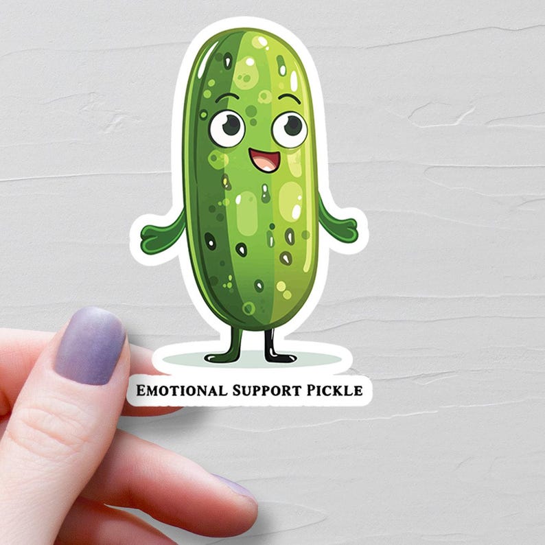 Emotional Support Pickle Sticker, Pickle Lover Gift, Pickle Stickers, Pickle Gifts, Vinyl Water Bottle Stickers, Laptop Stickers - S246 image 1