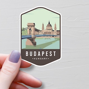 Sticker Budapest, stickers voyage en vinyle, Sticker Budapest Hongrie, pays européen, Sticker bouteille d'eau Europe, stickers ordinateur portable - S761