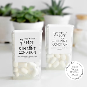 40th Birthday Party Favor Mint Labels, Forty & In Mint Condition Stickers, Mint Favors Stickers, Personalized Mint Birthday Favors Sticker