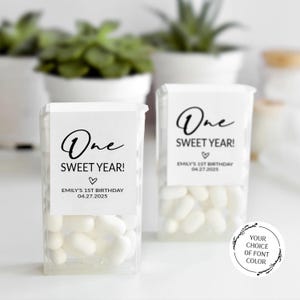 Étiquettes menthe pour cadeaux de fête du 1er anniversaire, autocollants One Sweet Year, Stickers cadeaux menthe premier anniversaire, étiquette personnalisée pour cadeaux de 1er anniversaire