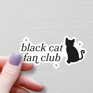 Sticker fan club chat noir, Stickers chat noir en vinyle, cadeau pour amoureux des chats, sticker bouteille d'eau, stickers chats pour ordinateur portable, cadeau pour maman chat - S131