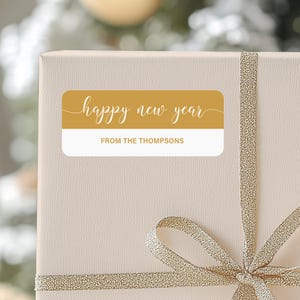 Etiquettes autocollantes Happy New Year, Étiquettes cadeaux personnalisées Nouvel an 2024 2025, Étiquettes cadeaux vacances, Stickers cadeaux - CA57