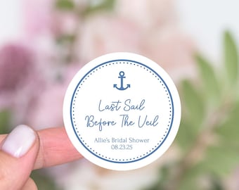 Last Sail Before The Veil Stickers, Coastal Bridal Shower Favors, Fisherman Aesthetic Bachelorette Party, Seaside Wedding Favor Labels