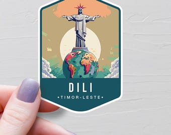 Dili Sticker, Vinyl Travel Stickers, Timor Leste Stickers, Asia & Middle East, World Countries, Water Bottle Sticker, Laptop Decal, S831
