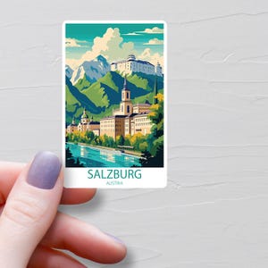 Sticker Salzbourg, Stickers voyage en vinyle, Stickers Salzbourg Autriche, Sticker bouteille d'eau, Sticker pour ordinateur portable, Sticker bagage, Souvenir, S661