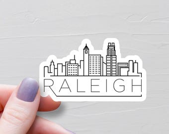 Raleigh Sticker, Vinyl Stickers, Travel Stickers, North Carolina Sticker, North Carolina City Skyline Decal, Water Bottle Stickers, S996