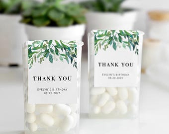 Etichette decorative a tema verde per bomboniere di compleanno per caramelle alla menta, adesivi per bomboniere di compleanno alla menta, adesivi personalizzati per bomboniere di compleanno alla menta, etichette per caramelle alla menta di compleanno