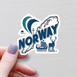 Country Of Norway Sticker, Vinyl Stickers, Norway Travel Stickers, Norwegian Stickers, Suitcase Sticker, Water Bottle Stickers - S374