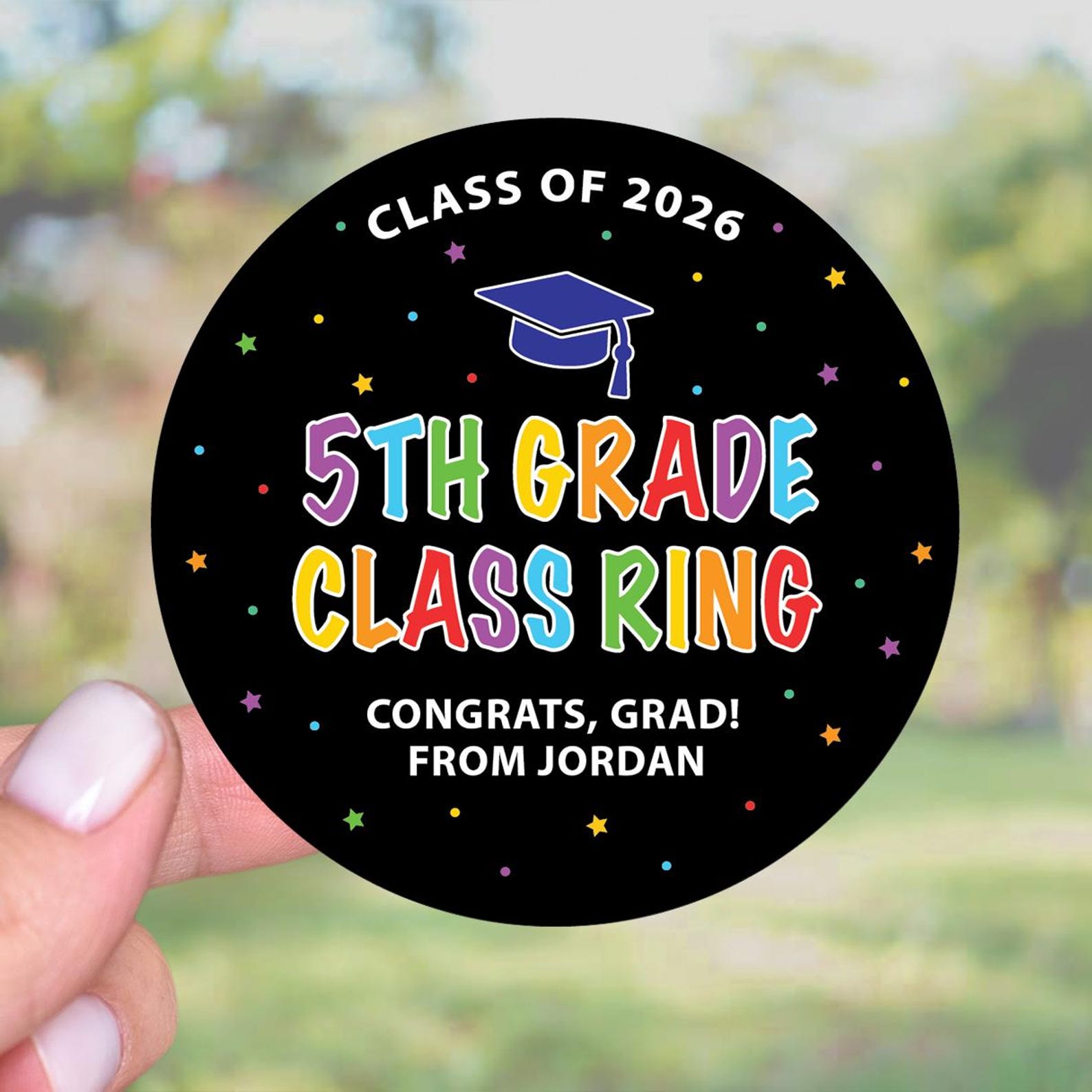 5th Grade Class Ring Sticker, Graduation Party Favors, Elementary ...