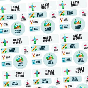 Adesivi personalizzati con nome per snowboard, adatti a bambini, ragazzi e adulti. Etichette impermeabili per attrezzatura da snowboard, casco, borraccia, campeggio, scuola e armadietti.
