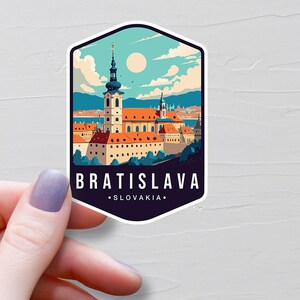 Sticker Bratislava, Stickers voyage en vinyle, Stickers Slovaquie, Pays européen, Sticker bouteille d'eau, Stickers ordinateur portable, Stickers bagages - S783