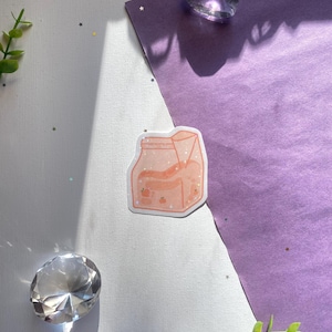 Peach Juice Carton Holographic Star Laptop Waterproof Sticker
