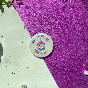 Just Clown’n Around Pin Cute Clown Core 1.7 Inch Backpack Lanyard Accessory Holographic Button Pin