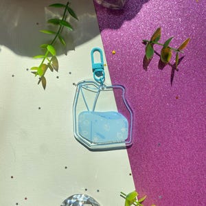 Blue Galaxy Milk Carton 2.7 Inch Acrylic Keychain