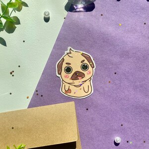 Cute Chubby Brown Cookie Pug Dog Holographic Sticker