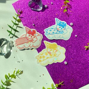 Sleepy Clown Cloud Pillow Red Blue Yellow Holographic Star  Sticker Set