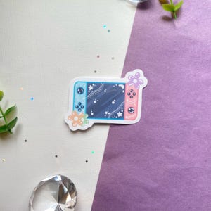 Pegatina impermeable rosa y azul para Game Boy Switch