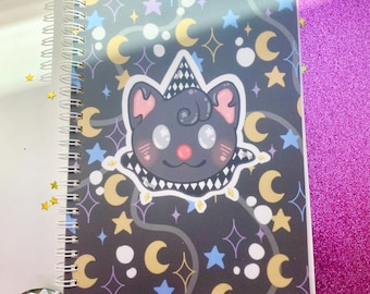 黒猫ピエロ風三日月再利用可能ステッカーブック