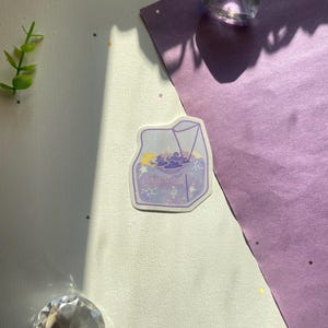 Purple Starrii Night Galaxy Milk Carton Holographic Sticker