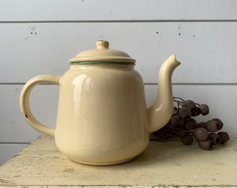 Vintage Enamel Teapot Rustic Kitchen Home