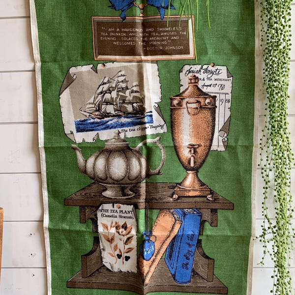 Beautiful Linen Tea Towel Vintage Retro Tea Towel