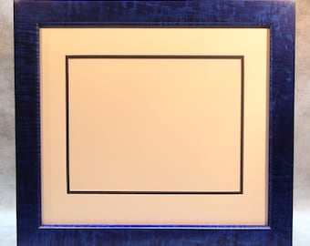 Diploma Frame, University of Buffalo, Beautiful Blue, Solid Tiger Maple